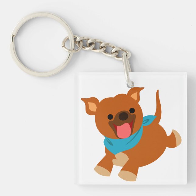 Cute Lycklig Tecknad Staffie Acrylic Keychain (Framsidan)