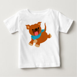 Cute Lycklig Tecknad Staffie Baby T-Shirt