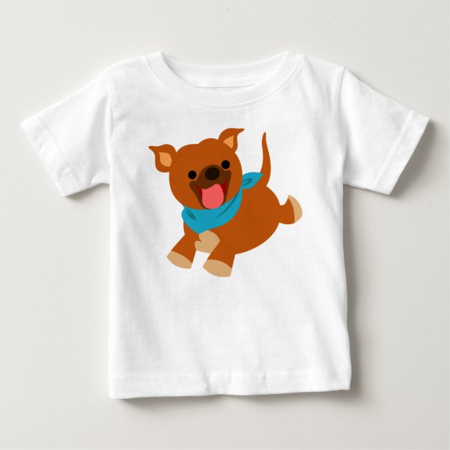 Cute Lycklig Tecknad Staffie Baby T-Shirt (Framsida)