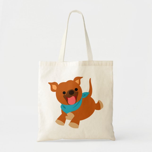 Cute Lycklig Tecknad Staffie Bag Tygkasse (Framsidan)