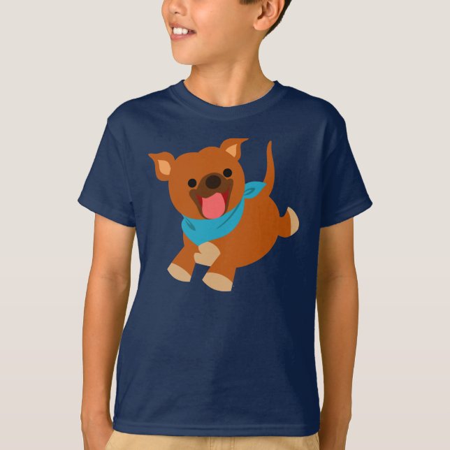 Cute Lycklig Tecknad Staffie Children T-Shirt (Framsida)