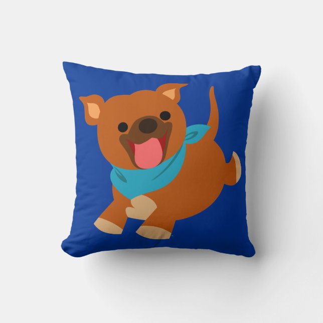Cute Lycklig Tecknad Staffie Dekorativ kudde (Framsida)