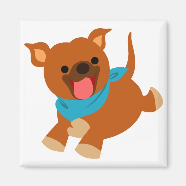Cute Lycklig Tecknad Staffie Magnet (Framsidan)