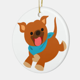 Cute Lycklig Tecknad Staffie Ornament