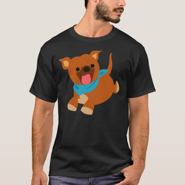 Cute Lycklig Tecknad Staffie T-Shirt (Framsida)