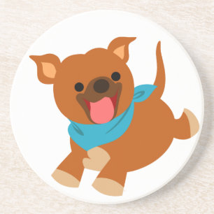 Cute Lycklig Tecknad Staffie Underlägg Sandsten