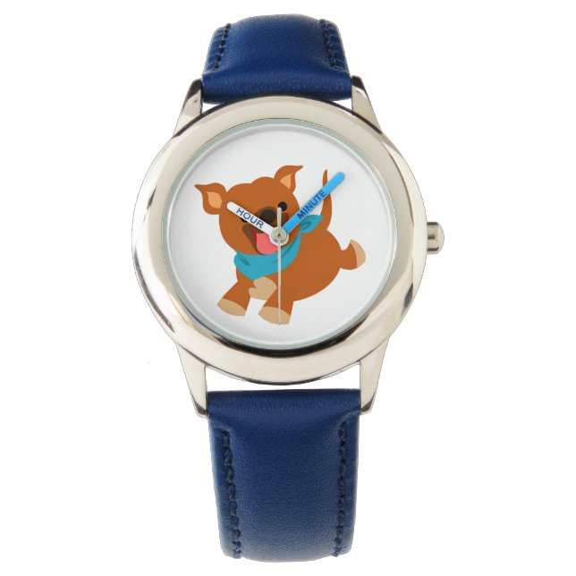 Cute Lycklig Tecknad Staffie Watch Armbandsur (Framsida)