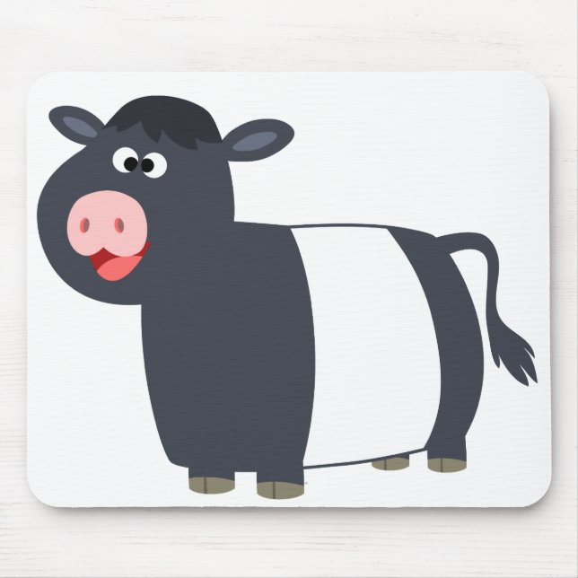 Cute Lycklig Tecknad under Galloway Cow Mousepad Musmatta (Framsidan)