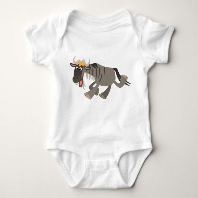 Cute Lycklig Tecknad Wildebeest Baby T Shirt (Framsida)