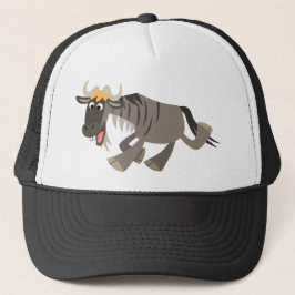 Cute Lycklig Tecknad Wildebeest Hat Truckerkeps