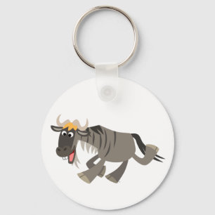 Cute Lycklig Tecknad Wildebeest Keychain Nyckelring