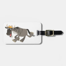 Cute Lycklig Tecknad Wildebeest Luggage Tag