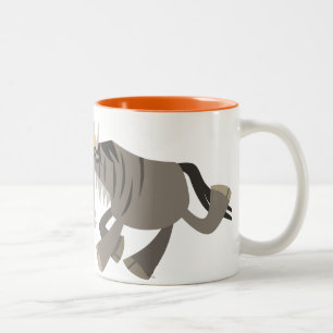 Cute Lycklig Tecknad Wildebeest Mugg