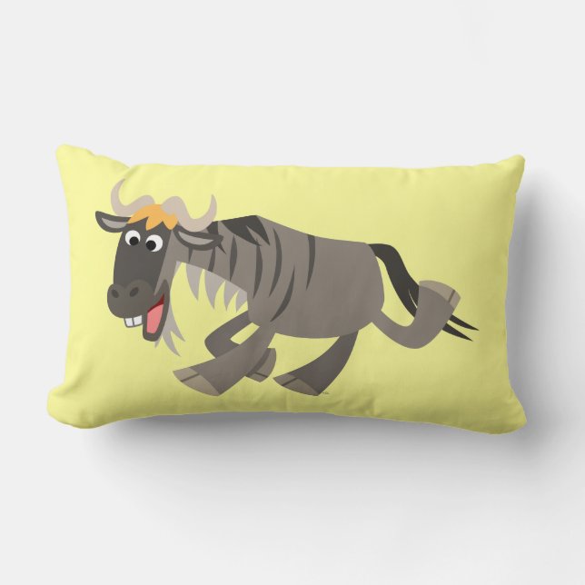 Cute Lycklig Tecknad Wildebeest Pillow Lumbarkudde (Framsida)