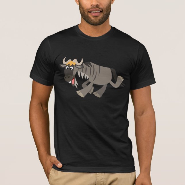 Cute Lycklig Tecknad Wildebeest T-Shirt (Framsida)