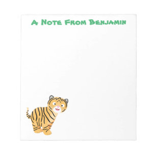 Cute lycklig tiger unge tecknad anteckningsblock