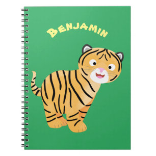 Cute lycklig tiger unge tecknad anteckningsbok
