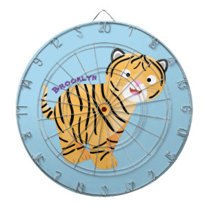 Cute lycklig tiger unge tecknad darttavla
