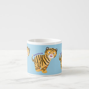 Cute lycklig tiger unge tecknad espressomugg