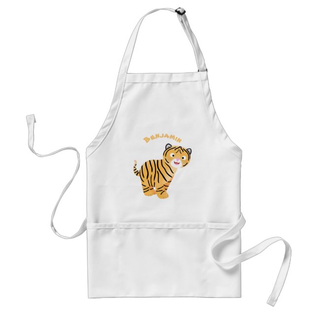 Cute lycklig tiger unge tecknad förkläde (Framsidan)