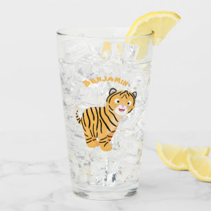 Cute lycklig tiger unge tecknad glaskopp