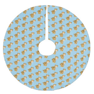 Cute lycklig tiger unge tecknad julgransmatta borstad polyester