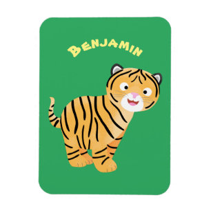 Cute lycklig tiger unge tecknad magnet