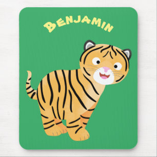 Cute lycklig tiger unge tecknad musmatta