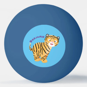 Cute lycklig tiger unge tecknad pingisboll