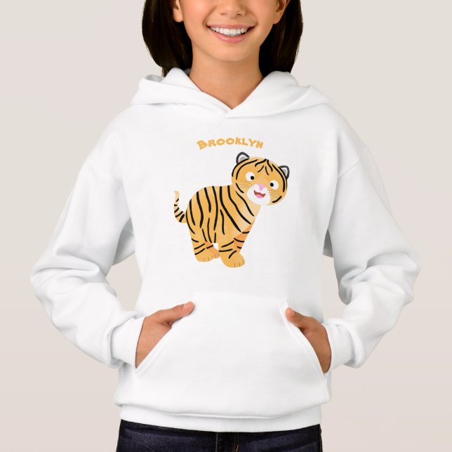 Cute lycklig tiger unge tecknad t shirt (Framsida)