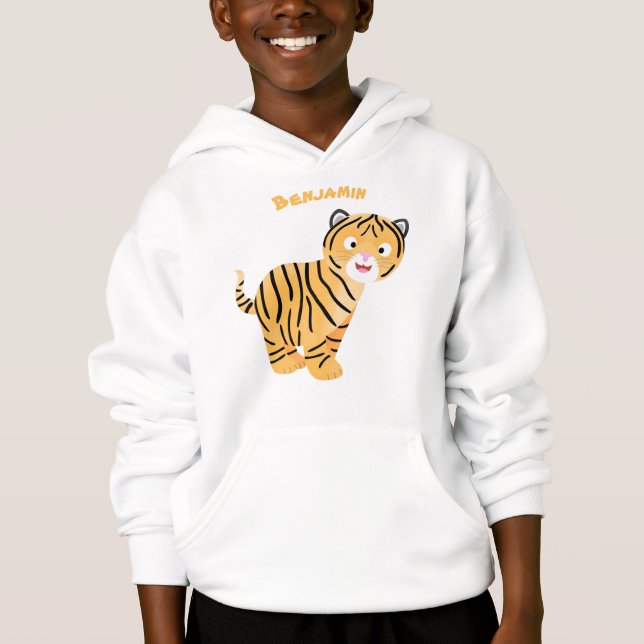 Cute lycklig tiger unge tecknad t shirt (Framsida)