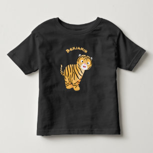 Cute lycklig tiger unge tecknad t shirt
