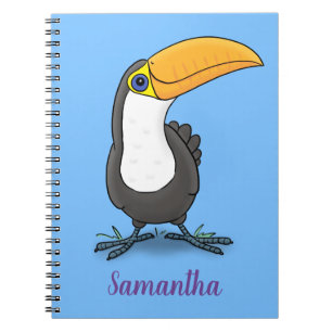 Cute lycklig toucan tecknad illustration anteckningsbok