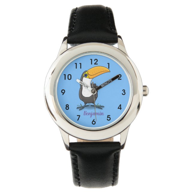 Cute lycklig toucan tecknad illustration armbandsur (Framsida)