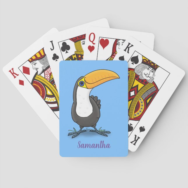 Cute lycklig toucan tecknad illustration casinokort (Baksidan)