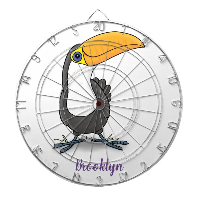 Cute lycklig toucan tecknad illustration darttavla (Framsidan)