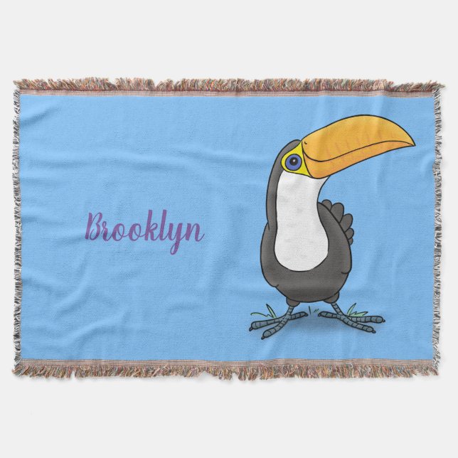 Cute lycklig toucan tecknad illustration filt (Framsidan)