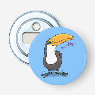 Cute lycklig toucan tecknad illustration flasköppnare