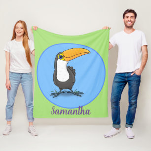 Cute lycklig toucan tecknad illustration fleecefilt