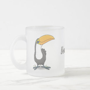 Cute lycklig toucan tecknad illustration frostad glasmugg