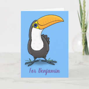 Cute lycklig toucan tecknad illustration kort