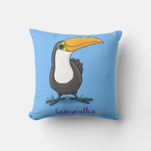 Cute lycklig toucan tecknad illustration kudde