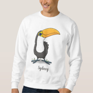 Cute lycklig toucan tecknad illustration lång ärmad tröja