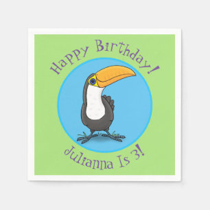 Cute lycklig toucan tecknad illustration pappersservett