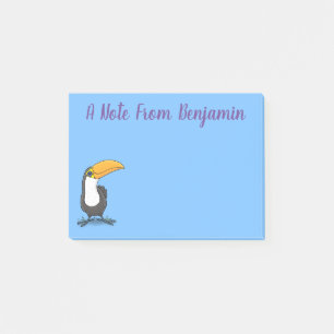 Cute lycklig toucan tecknad illustration post-it block