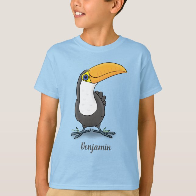 Cute lycklig toucan tecknad illustration t shirt (Framsida)