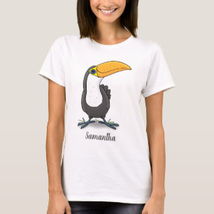 Cute lycklig toucan tecknad illustration t shirt