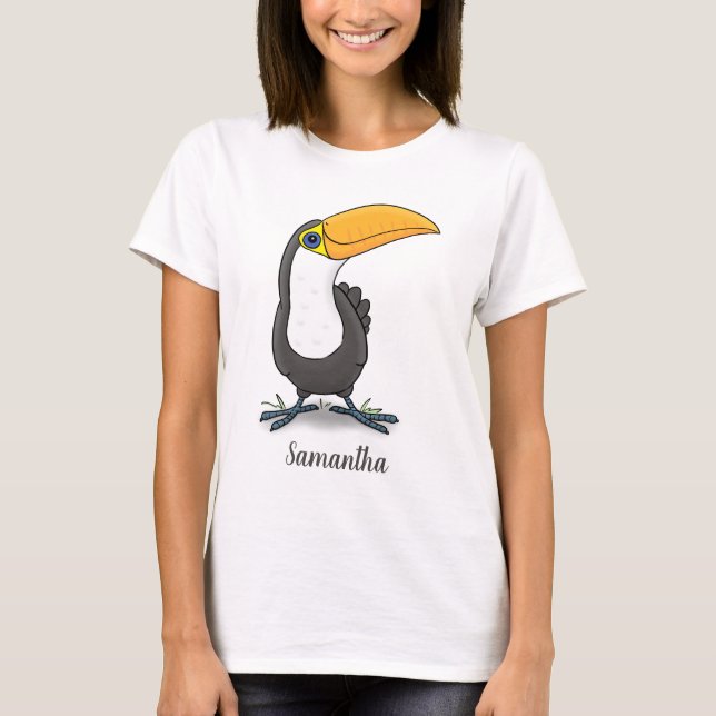 Cute lycklig toucan tecknad illustration t shirt (Framsida)