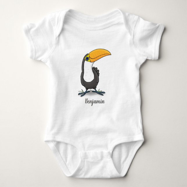 Cute lycklig toucan tecknad illustration t shirt (Framsida)