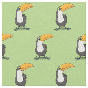 Cute lycklig toucan tecknad illustration tyg
